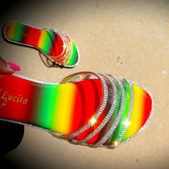 SARAH- Multi colored Rhinestone Strap Sandal - Picture 2 of 4